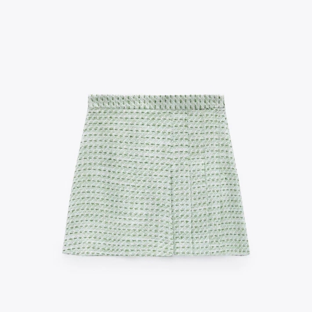 Nwt Zara Green And White  Skirt